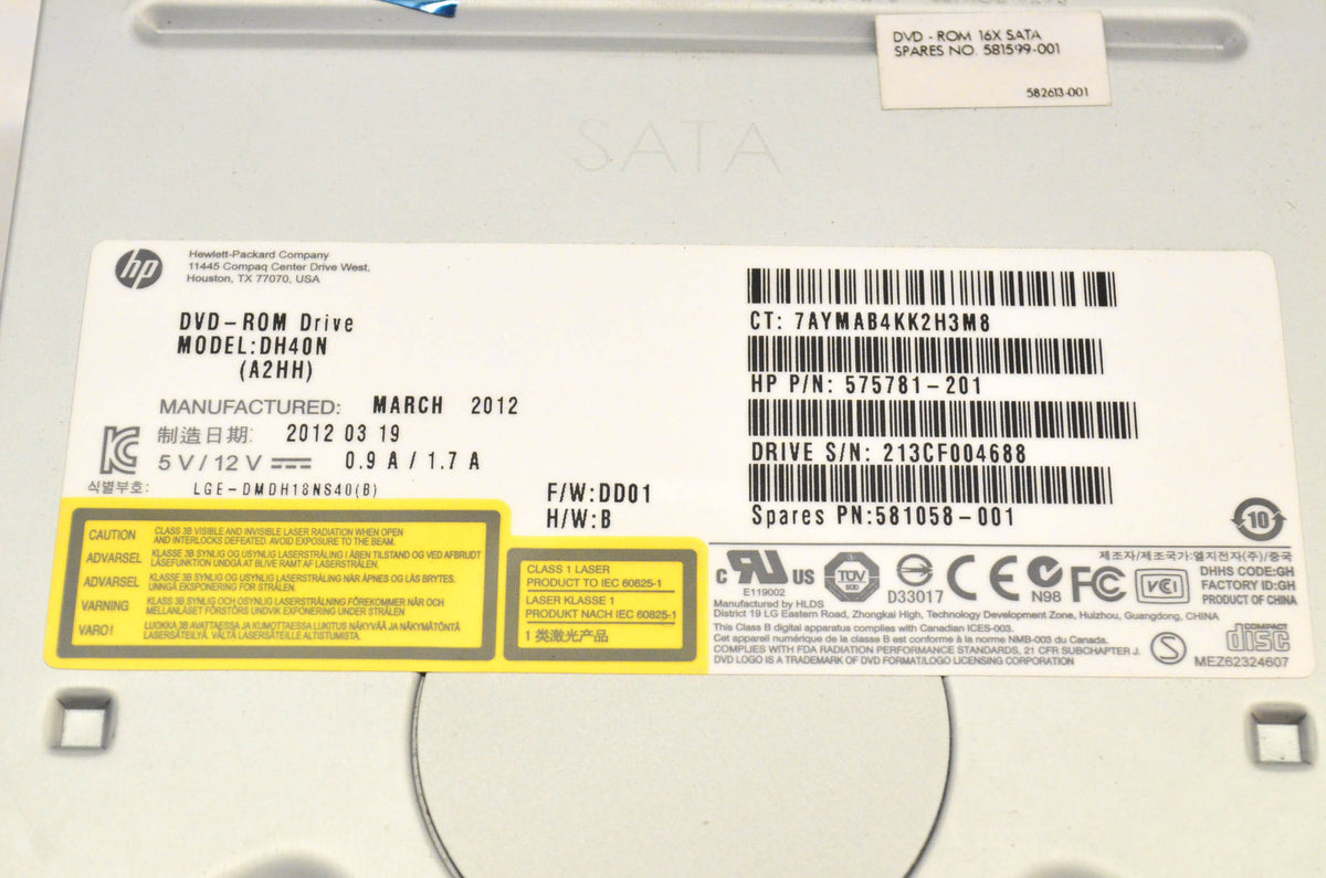 HP 575781-201, 213CF004688, 581058-001 DVD-R/CD-R Optical SATA Drive
