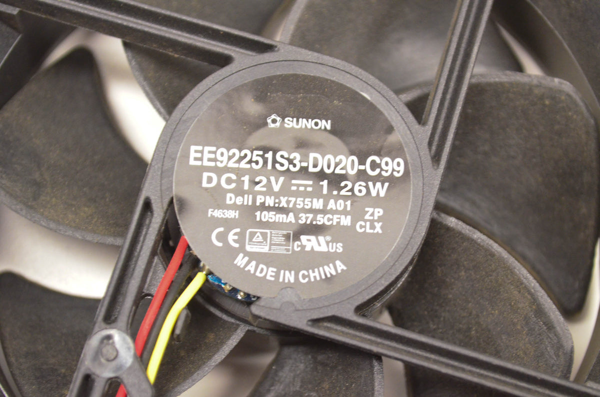 Sunon X755M A01, EE92251S3-D020-C99 Dell 12 Volt 92mm 3-Pin Fan