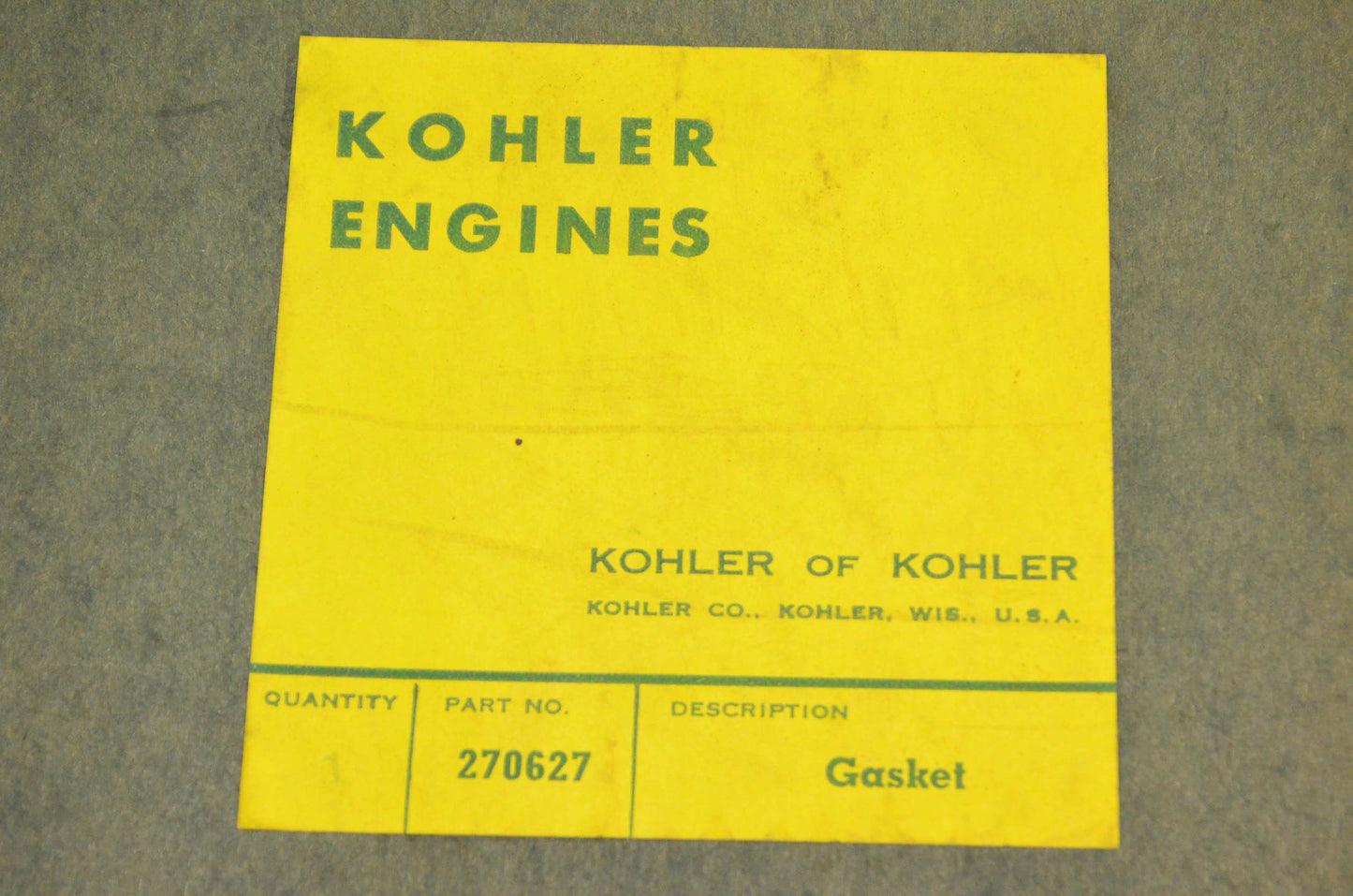 Kohler 270627 Gasket NOS