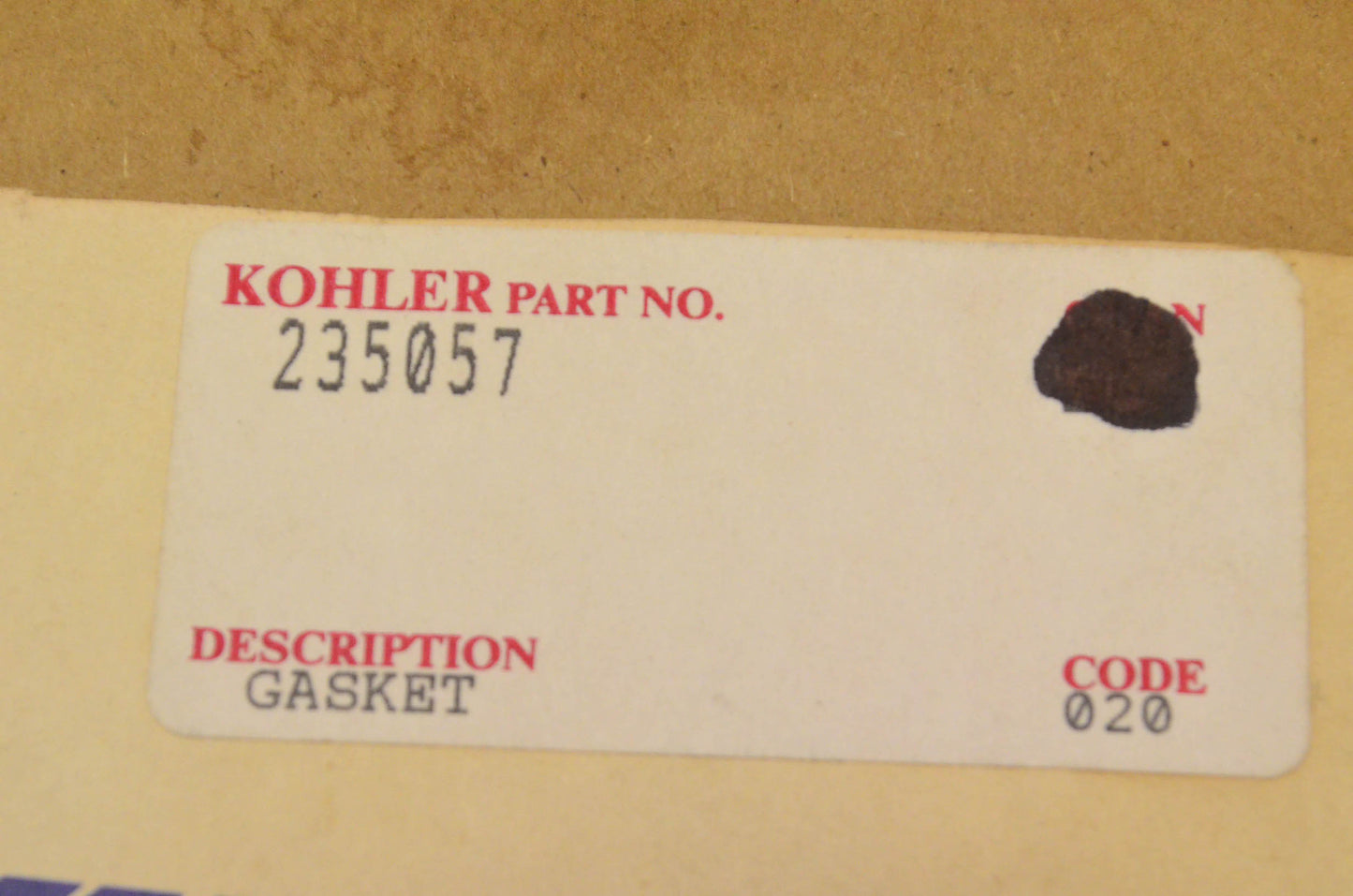 Kohler 235057 Base Gasket NOS