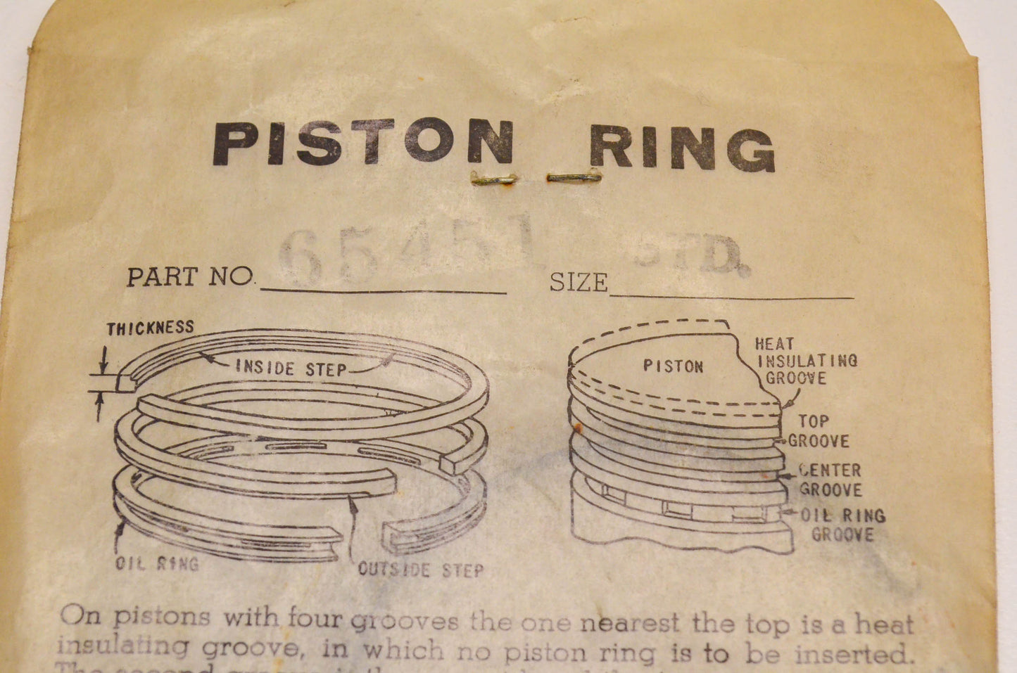 New OEM Briggs & Stratton 65451 Piston Ring NOS