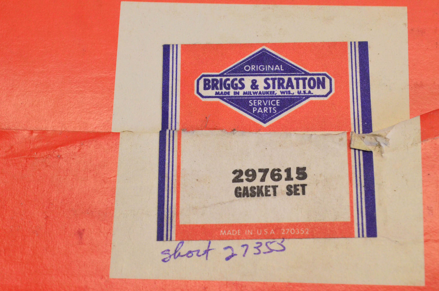 New OEM Briggs & Stratton 297615 Gasket Kit NOS