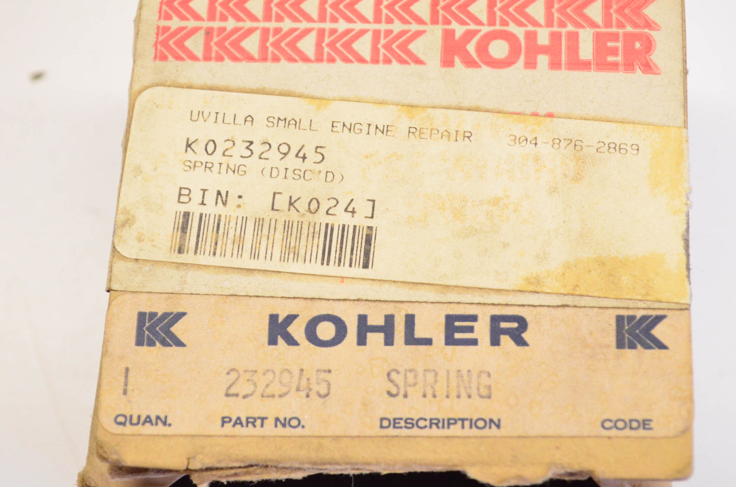 Kohler 232945 Spring NOS