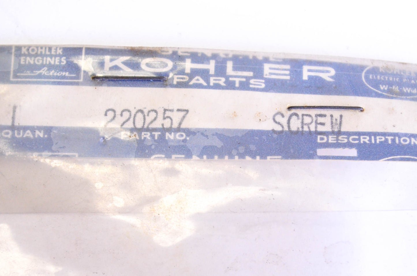 Kohler 220257 Screw NOS