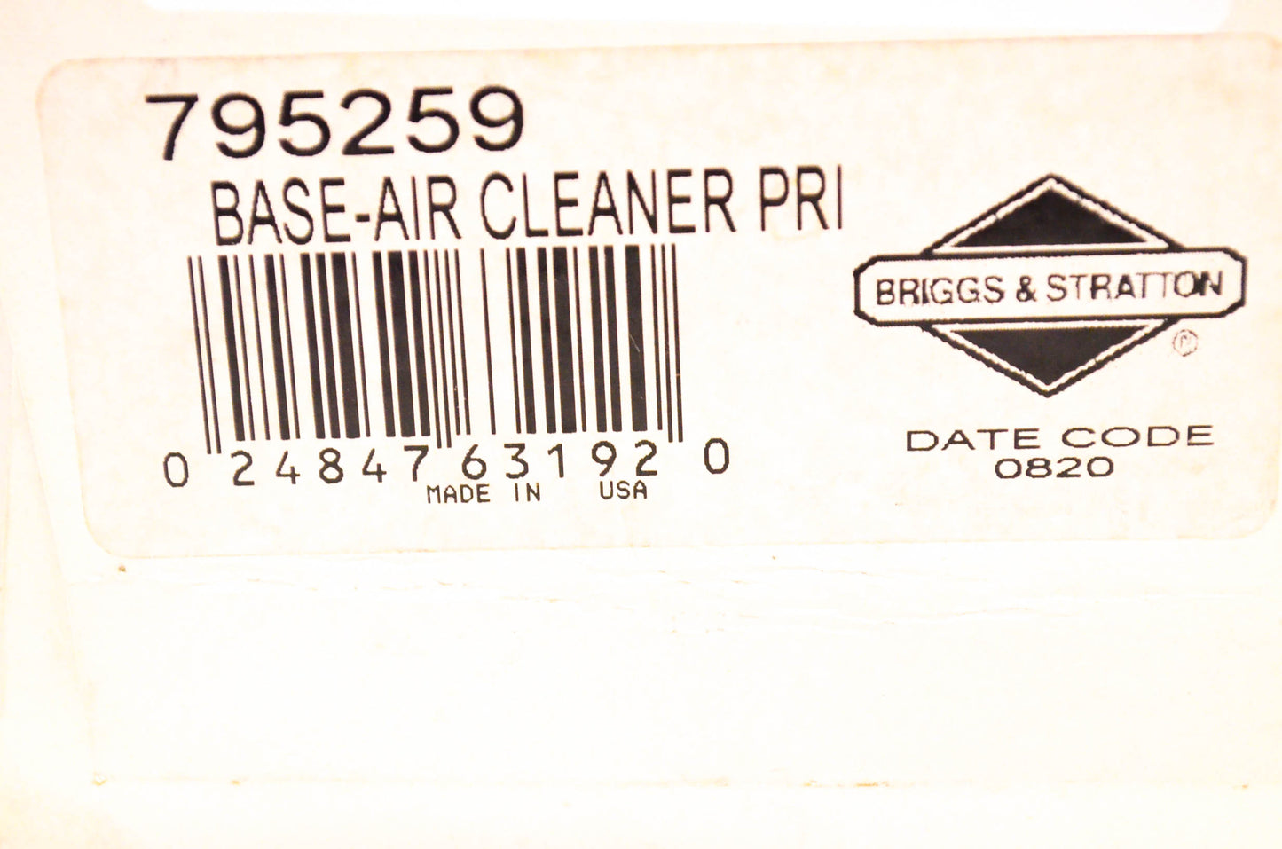 New OEM Briggs & Stratton 795259 Air Cleaner Primer Base Assembly NOS
