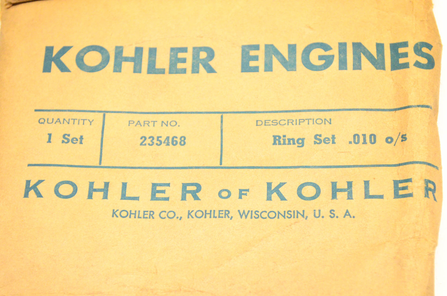 Kohler 235468, 235177, 235182 Ring Kit NOS