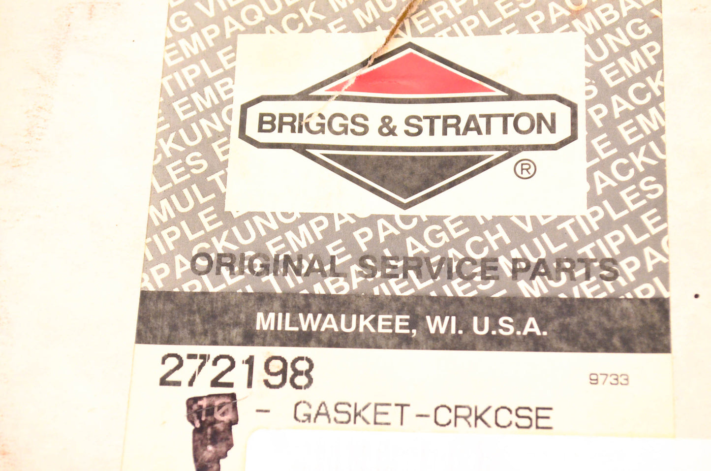 New OEM Briggs & Stratton 272198 Gasket NOS