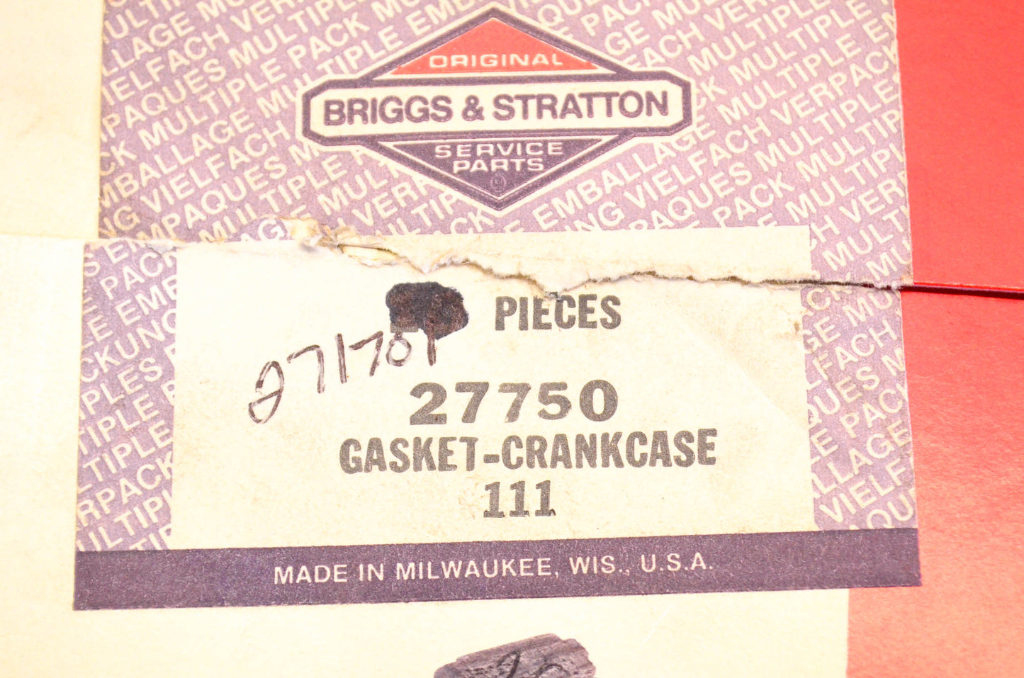 New OEM Briggs & Stratton 27750 Crankcase Gasket NOS