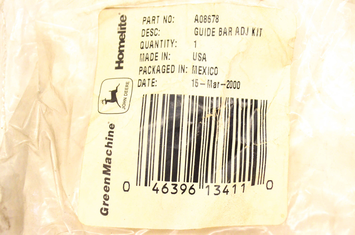 Homelite A-08678 Guide Bar Adjusting Kit NOS