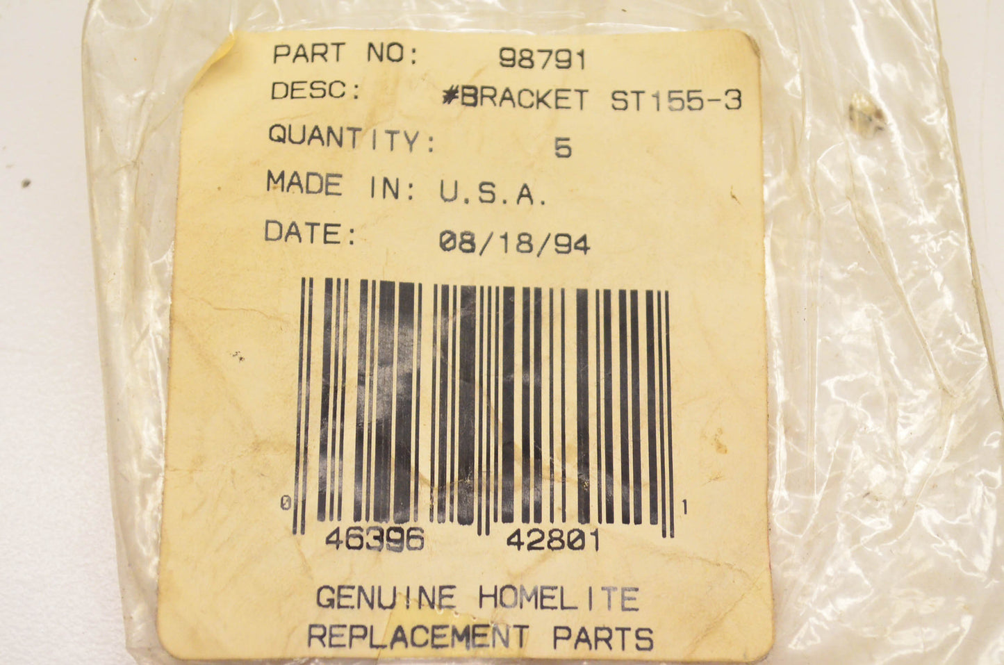 Homelite 98791 Bracket NOS
