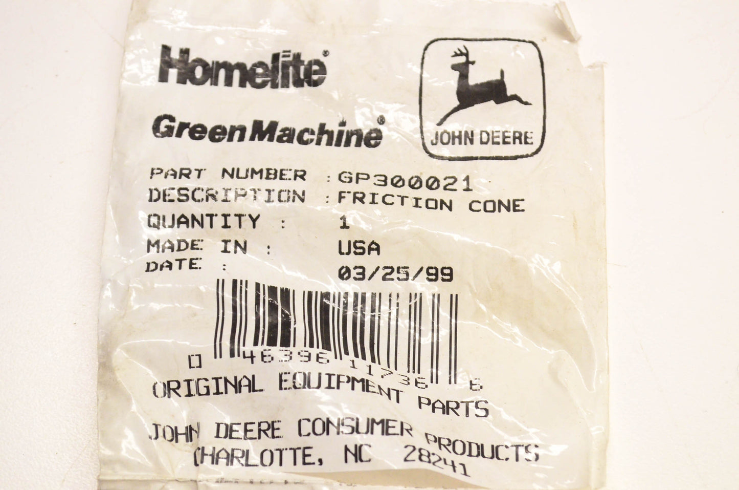 Homelite GP300021 Friction Cone NOS