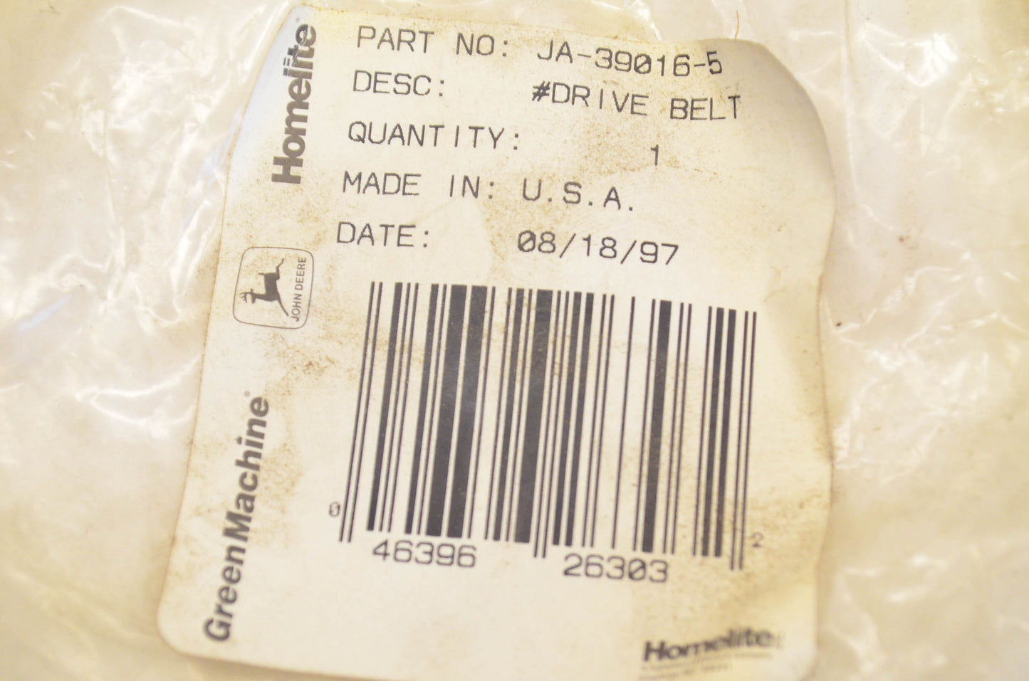 Homelite JA-39016-5 Drive Belt NOS