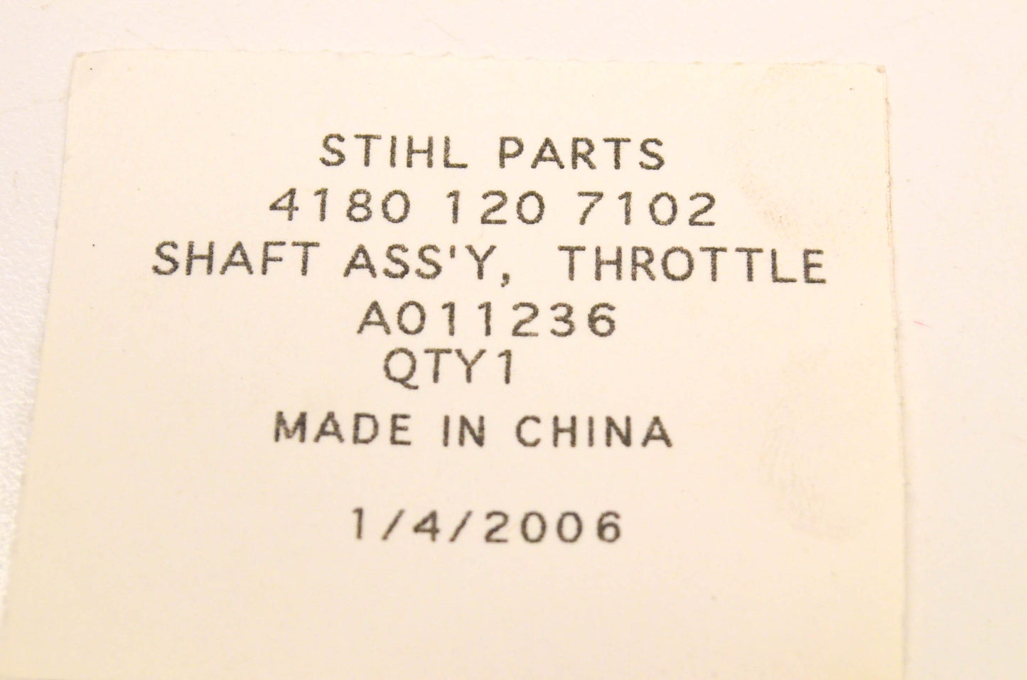 New OEM Stihl 4180 120 7102 Throttle Shaft Assembly NOS