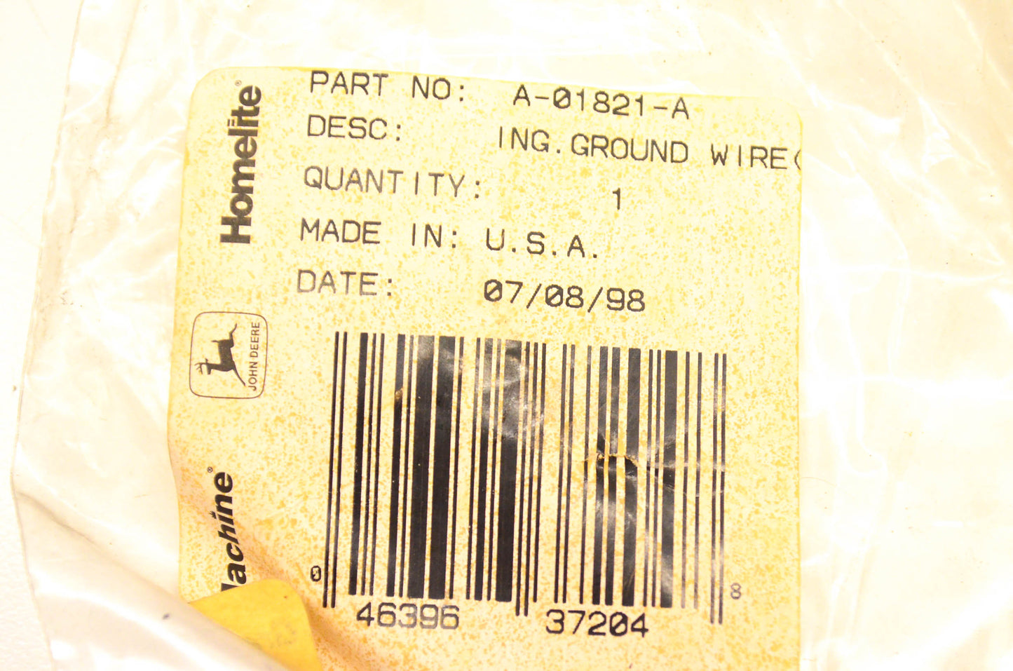 Homelite A-01821-A Ignition Ground Wire NOS