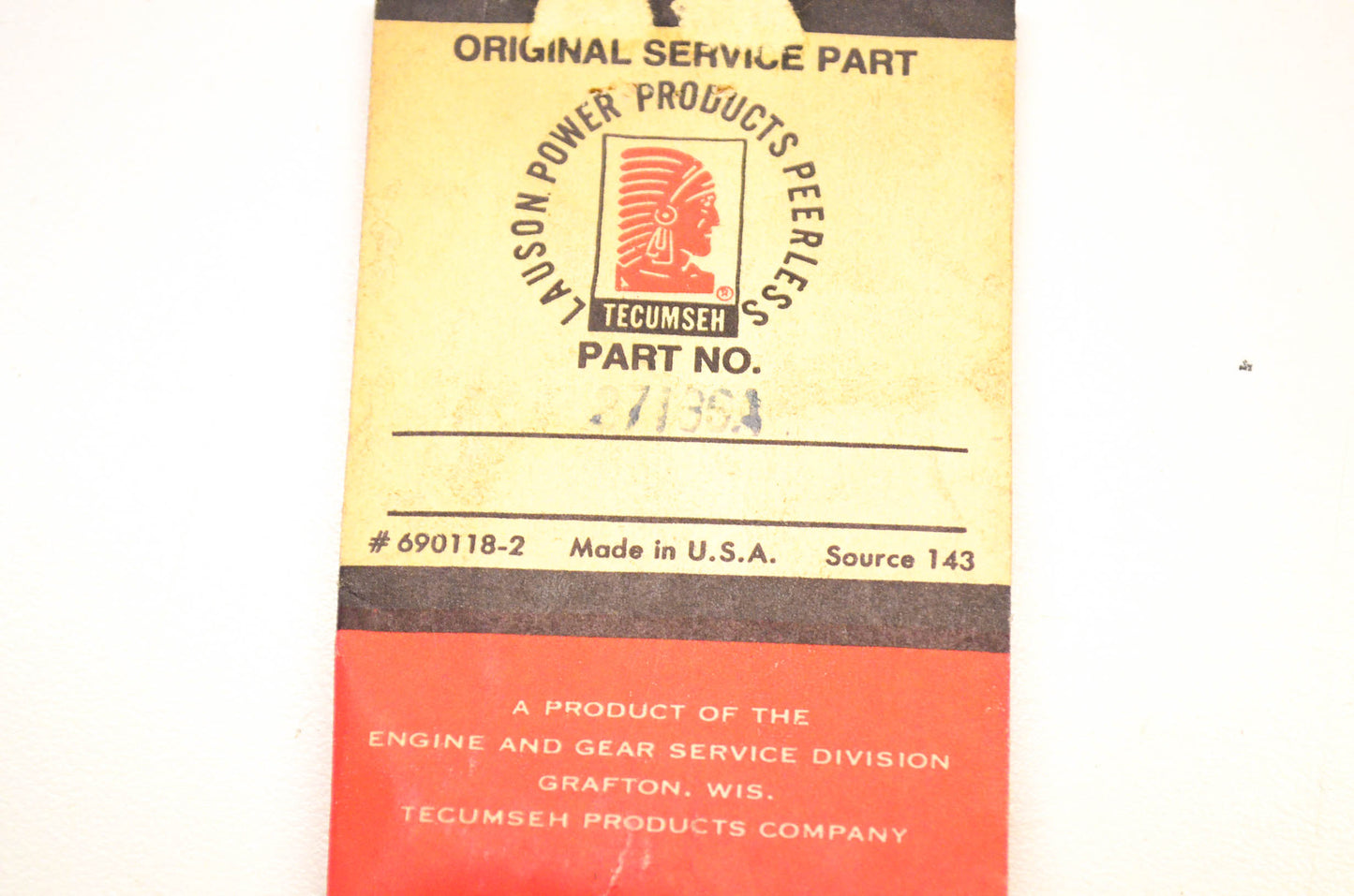 Tecumseh 27136A Bowl Drain Kit NOS