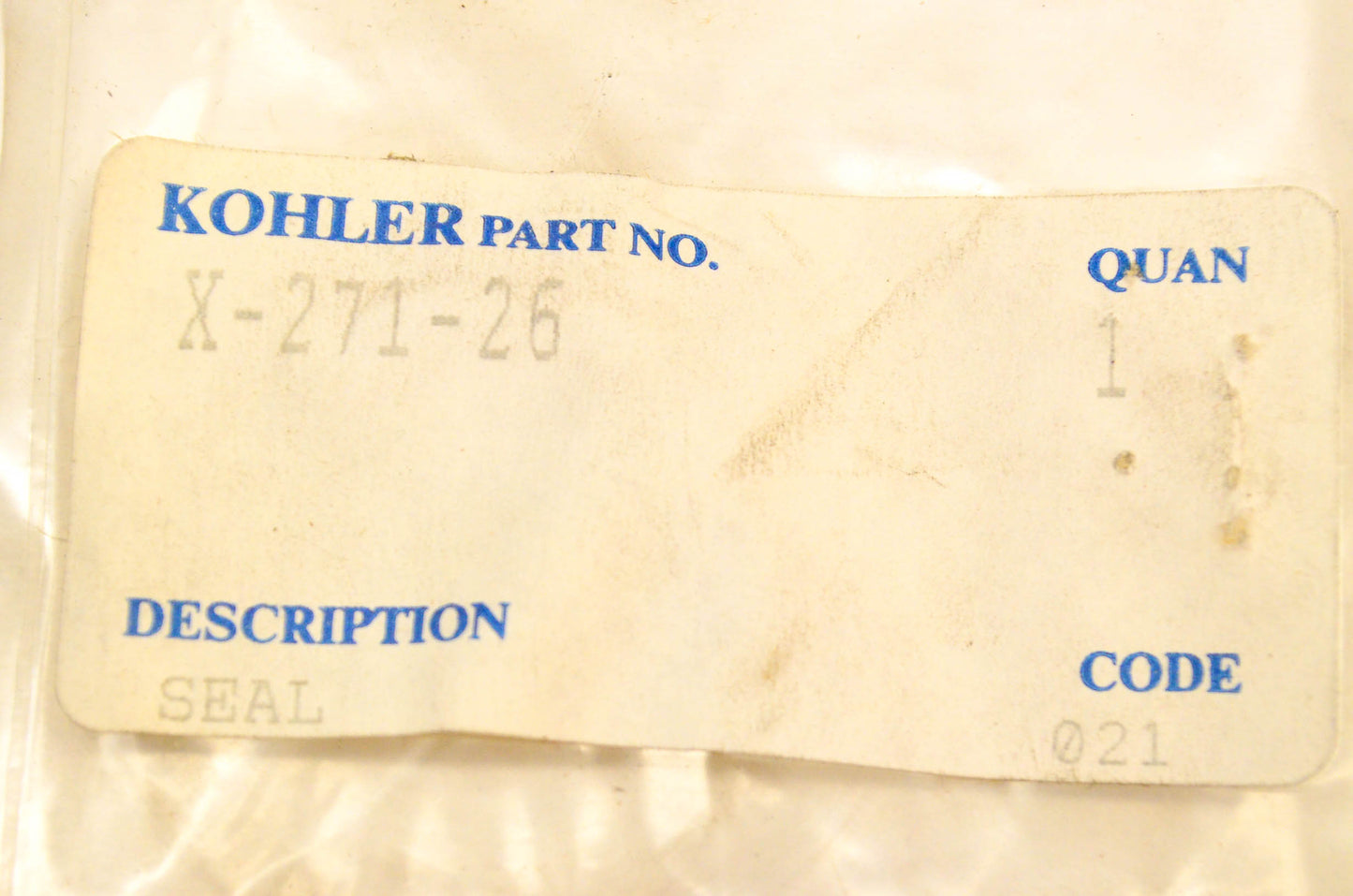 Kohler X-271-26 Seal NOS