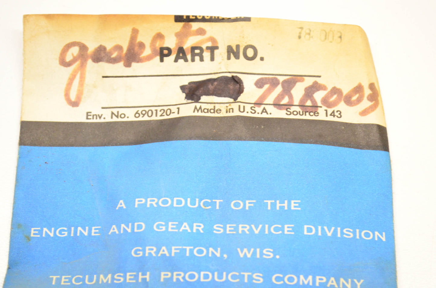 Tecumseh 788003 Gasket NOS