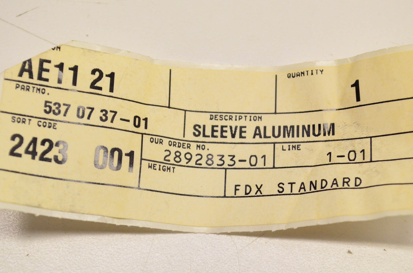 New OEM Husqvarna 537073701, 537 07 37-01 Aluminum Sleeve NOS