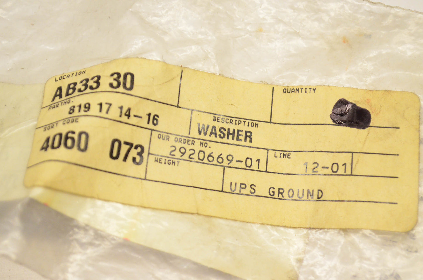 New OEM Husqvarna 819171416, 819 17 14-16 Washer NOS