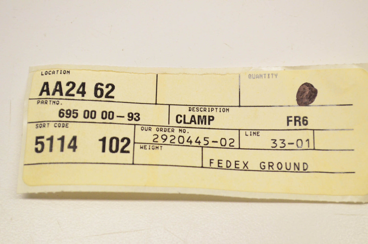New OEM Husqvarna 695000093, 695 00 00-93 Clamp FR64917A NOS