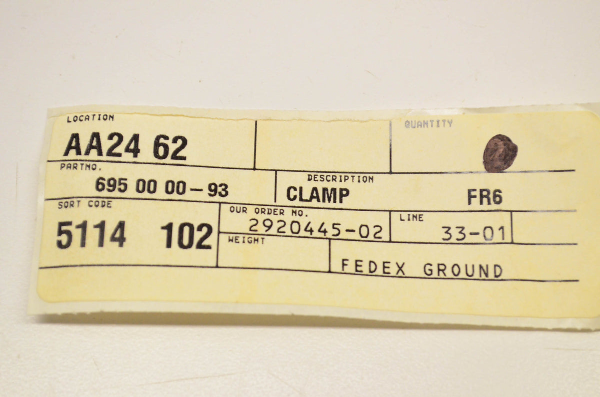 New OEM Husqvarna 695000093, 695 00 00-93 Clamp FR64917A NOS