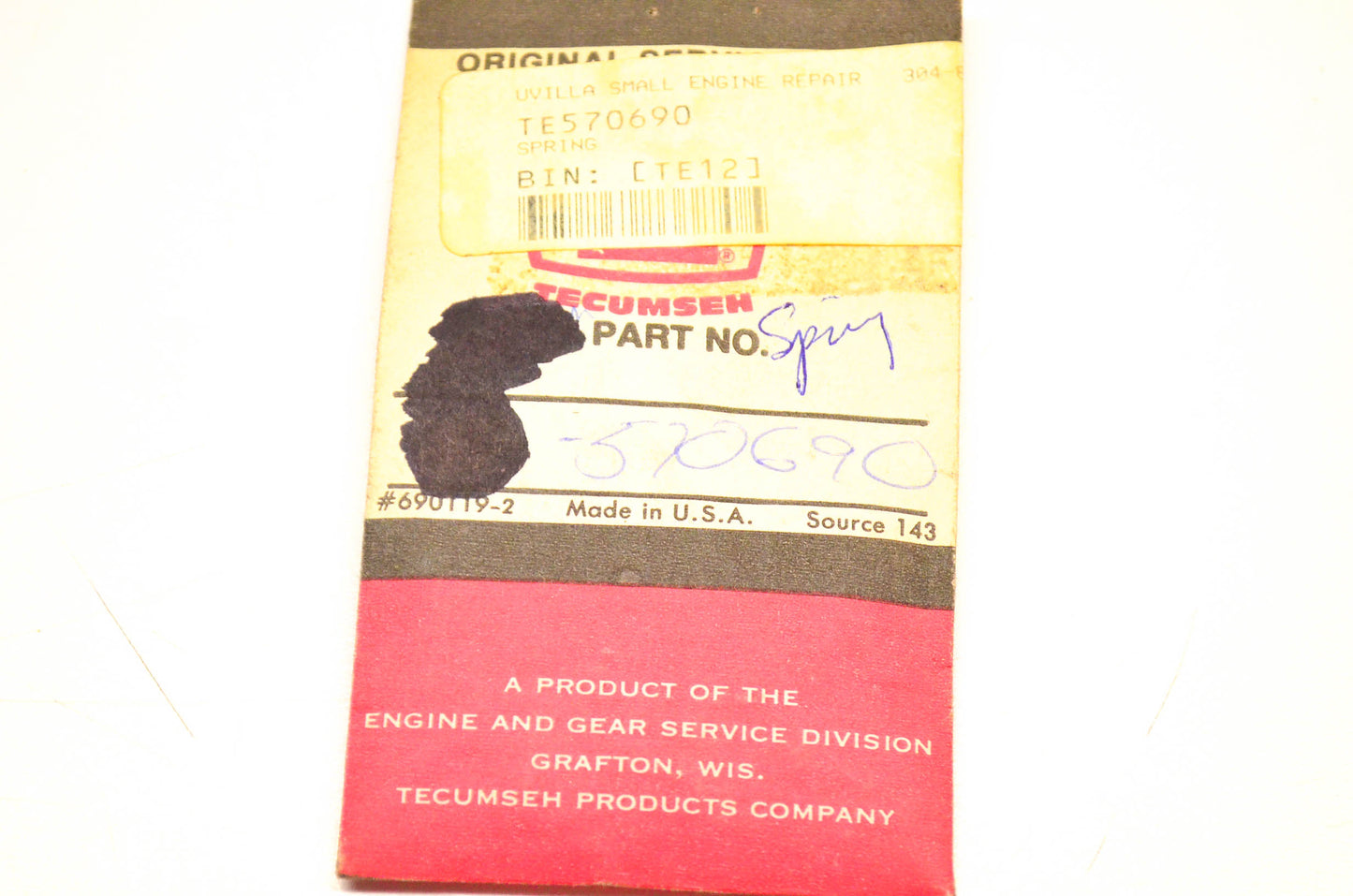 Tecumseh 570690 Spring NOS
