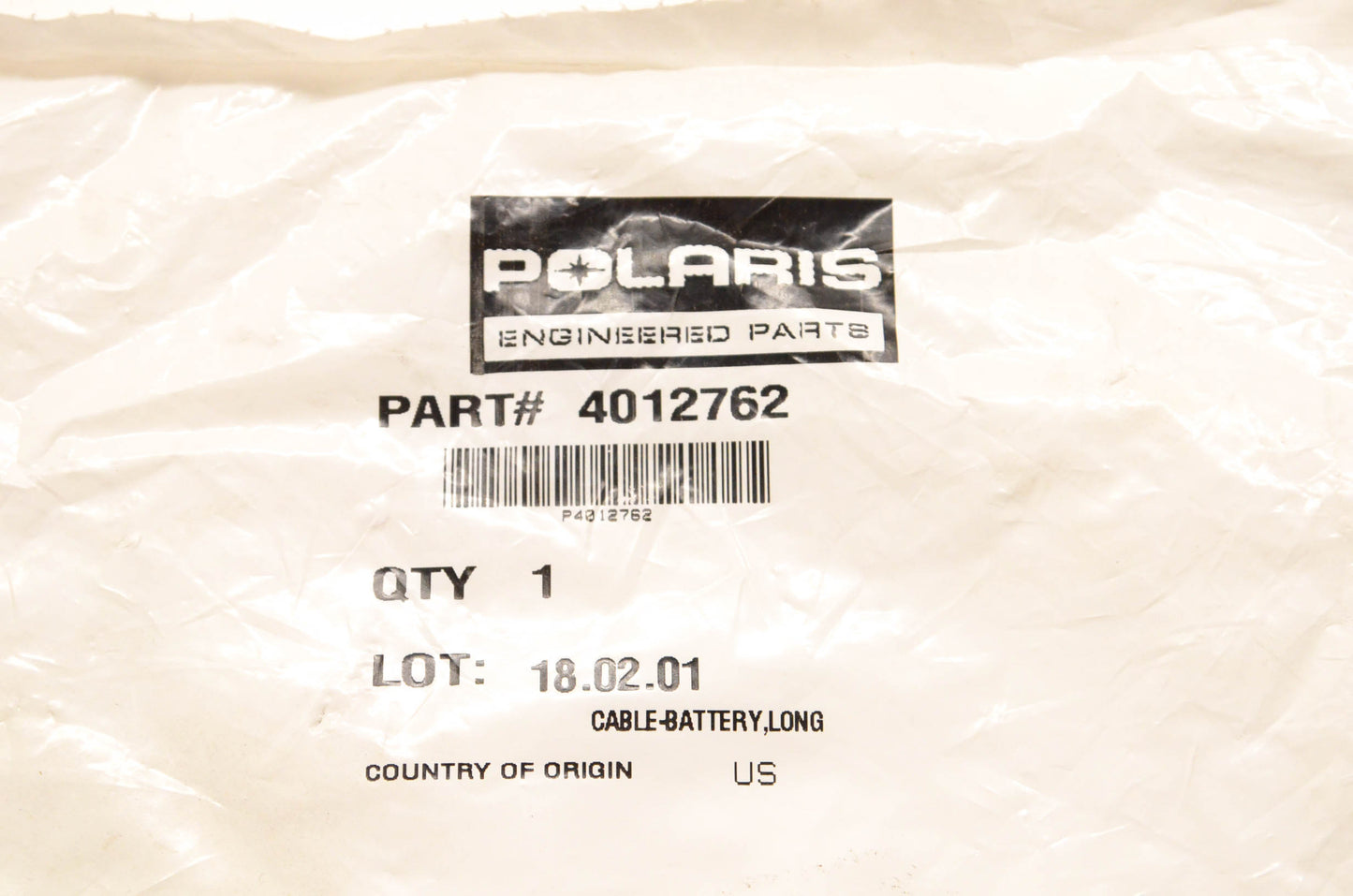 New OEM Polaris 4012762 Long Battery Cable NOS