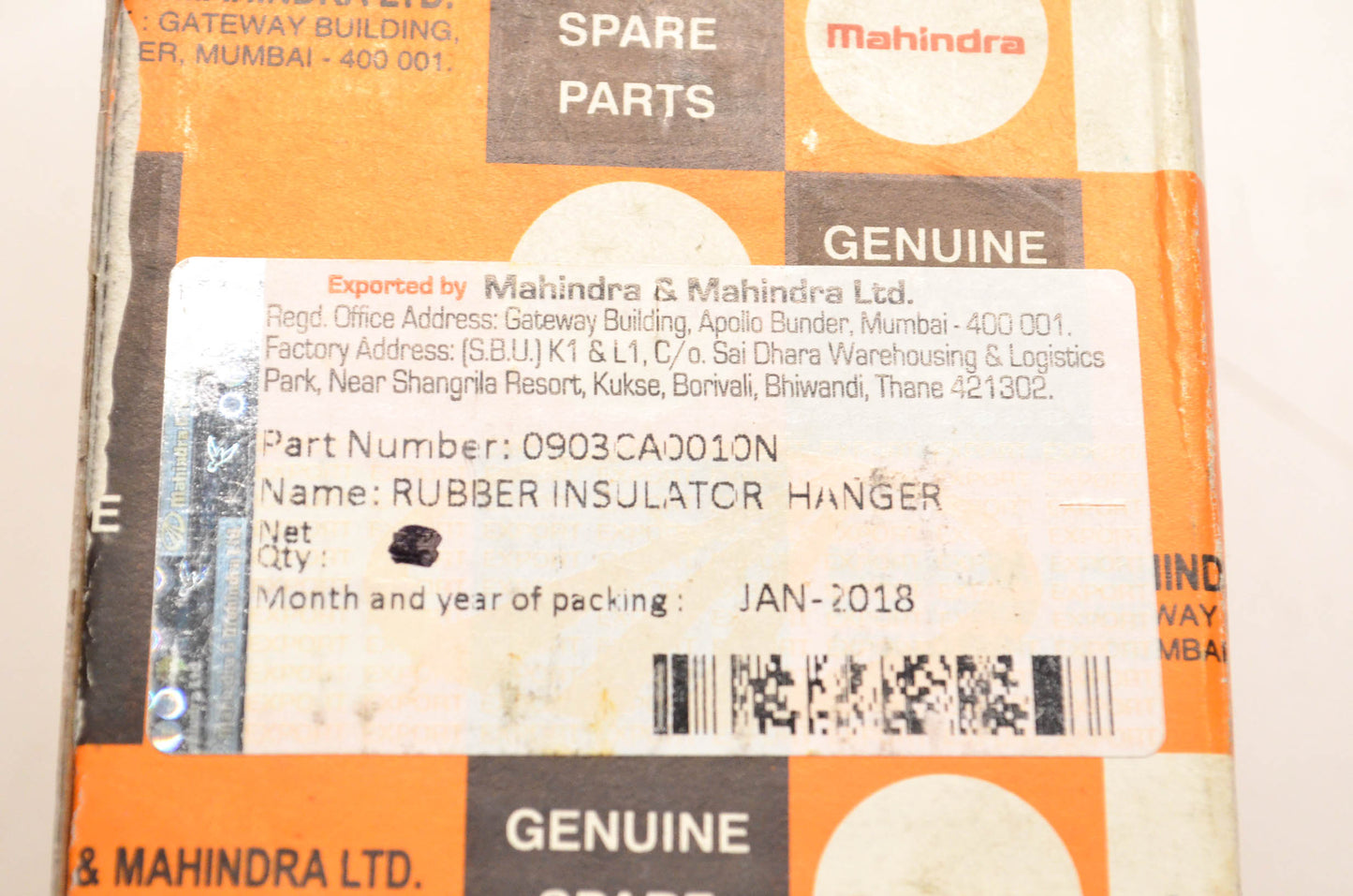 Mahindra 0903CA0010N Rubber Insolator Exhaust Hanger NOS