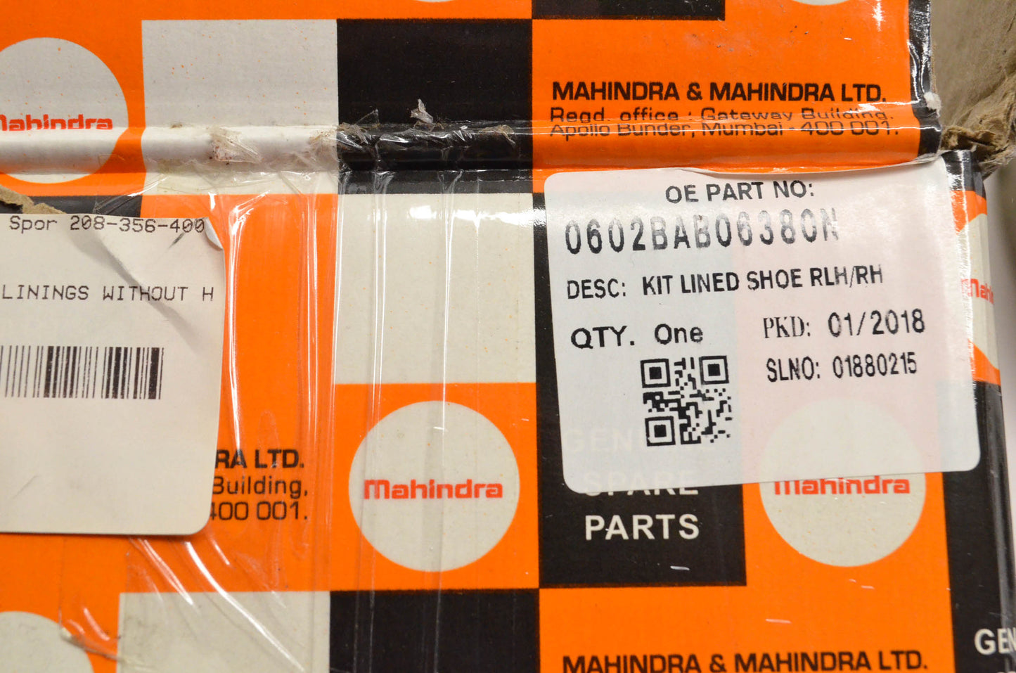 Mahindra 0602BAB06380N Rear Shoe Lining Kit NOS