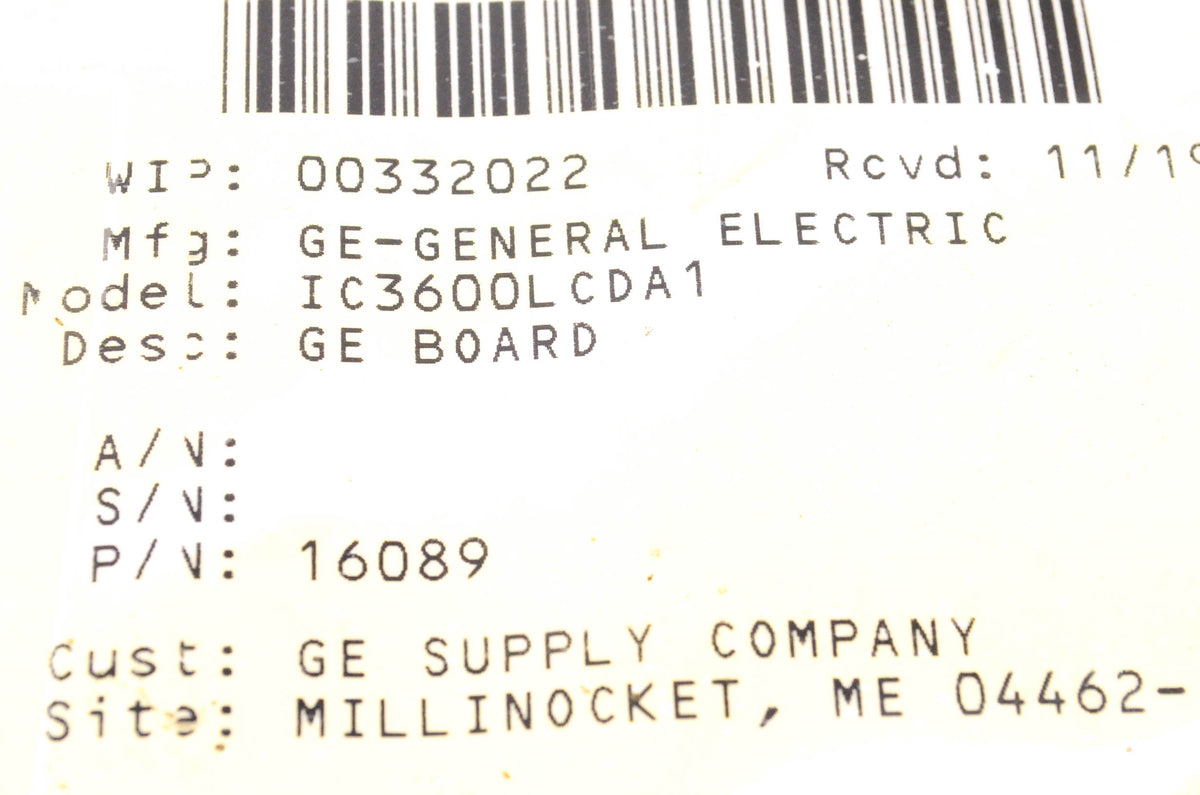 General Electric IC3600LCDA1 Clock Logic Board NOS