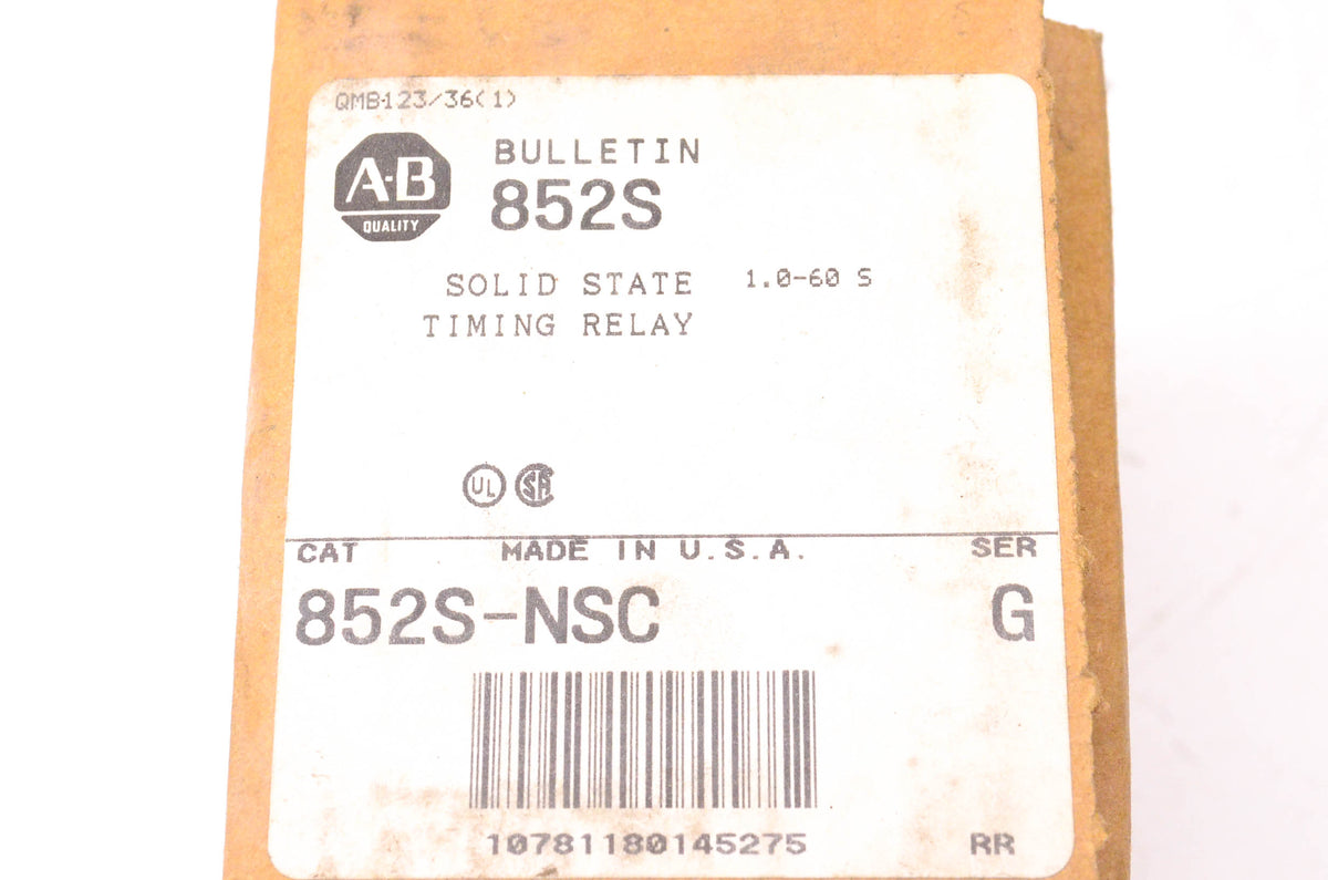 Allen Bradley 852S-NSC Solid State Timing Relay NOS