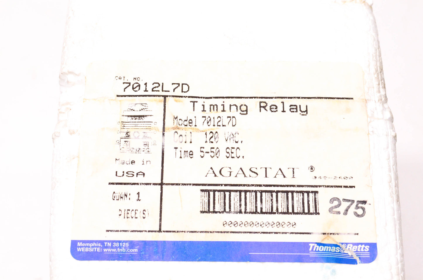 Agastat 7012L7D Timing Relay NOS