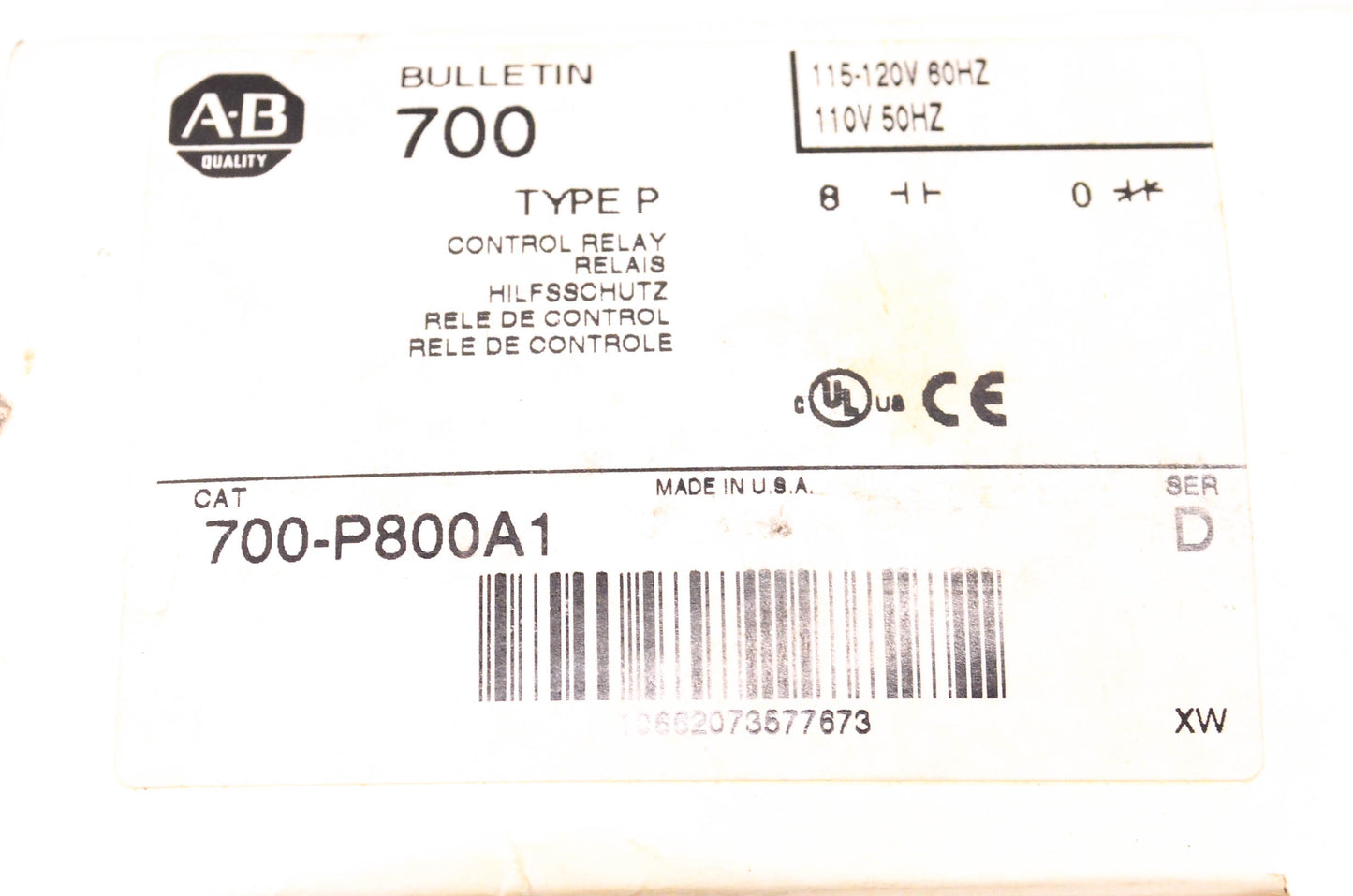 Allen Bradley 700-P800A1 Control Relay NOS