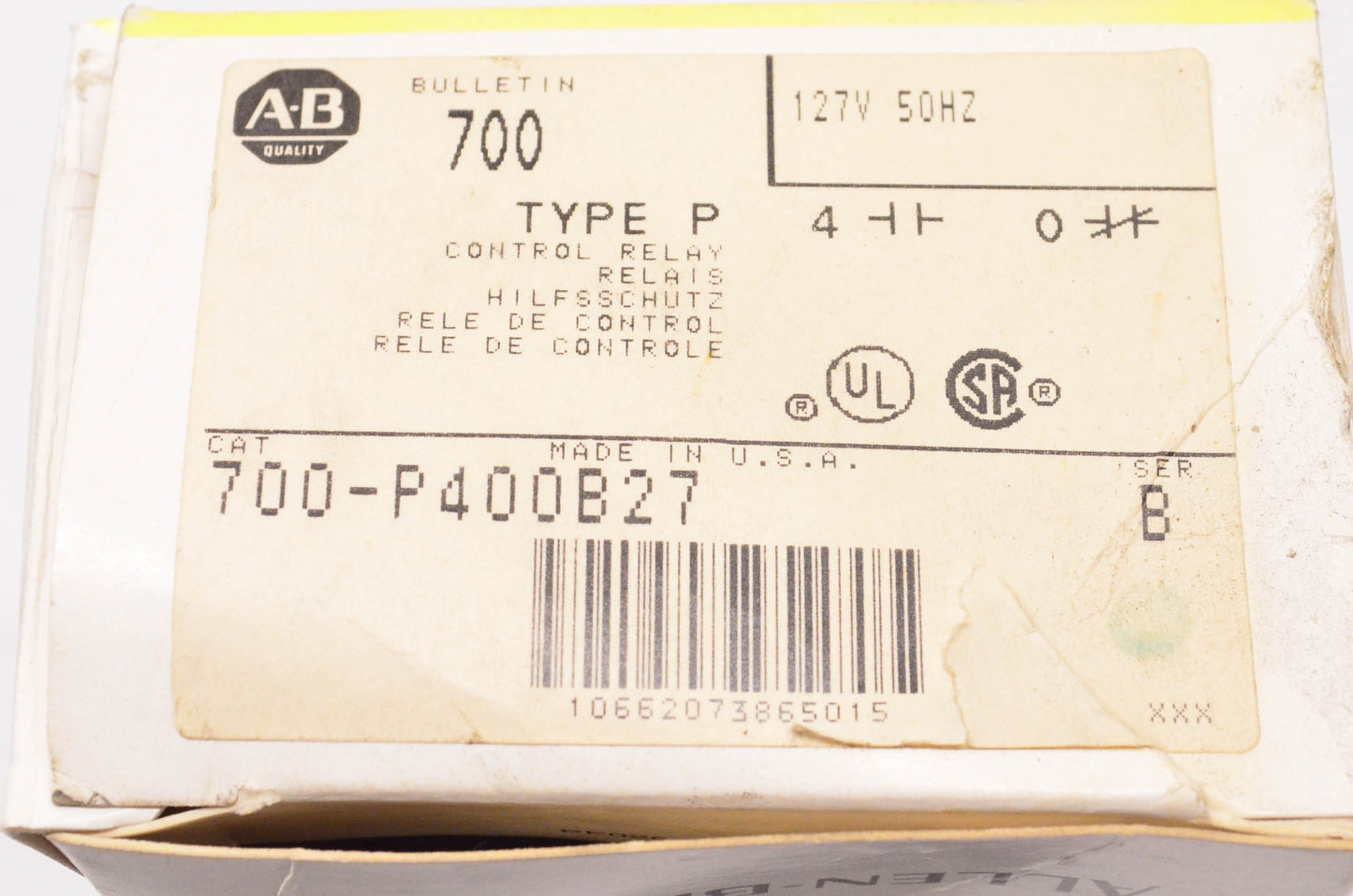 Allen Bradley 700-P400B27 Control Relay NOS