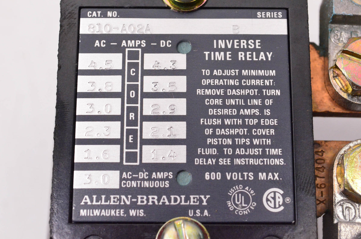 Allen Bradley 810-A02A Inverse Time Relay NOS