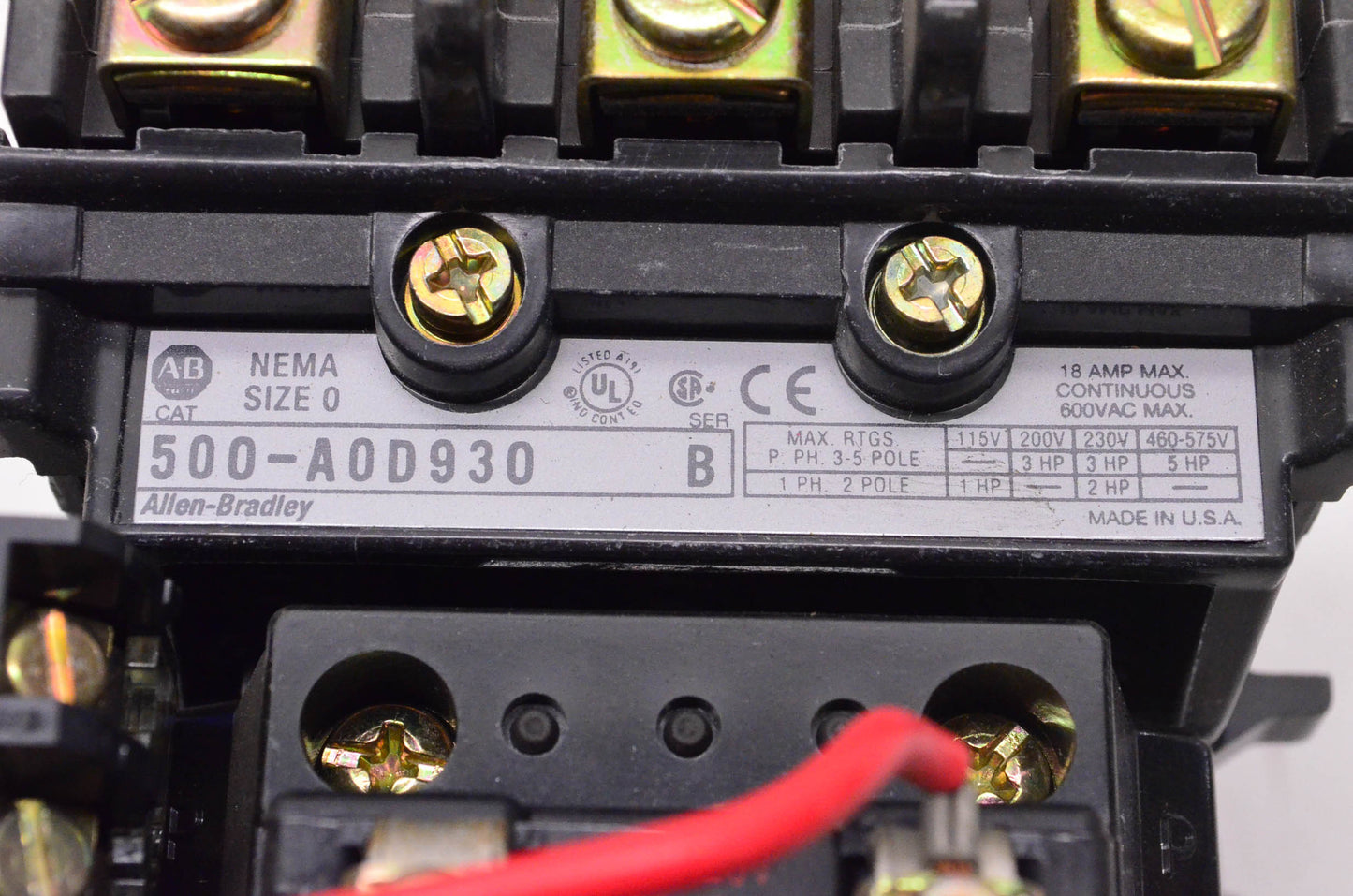 Allen Bradley 500-A0D930 Contactor