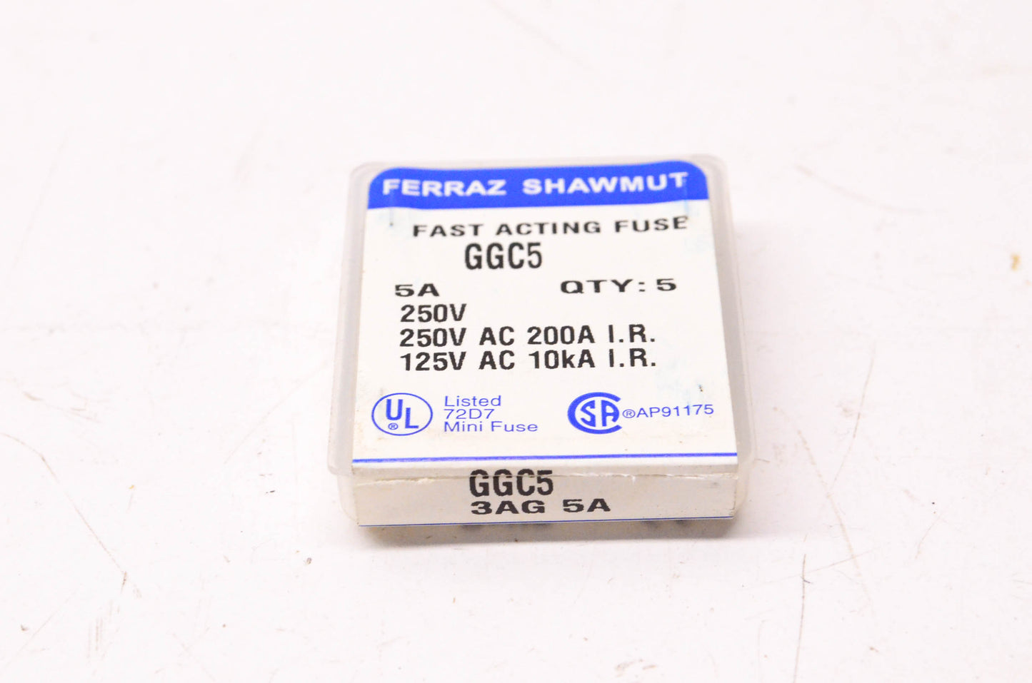 Ferraz Shawmut GGC5 5 Amp 250 Volt Fast Acting Fuses Qty 5 NOS