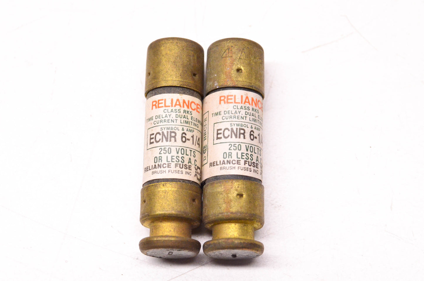 Reliance Fuse ECNR6-1/4, DK07-45 250 Volt AC 6.25 Amp Fuse Qty 2 NOS