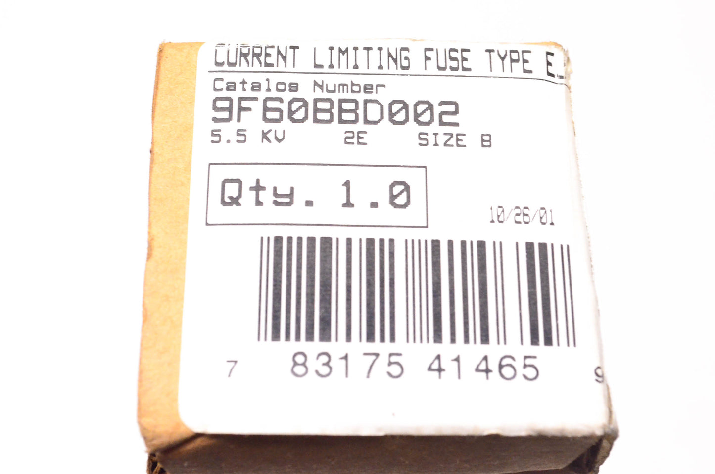 General Electric 9F60BBD002 5.5KV 2E Amp Type EJ1 Fuse NOS