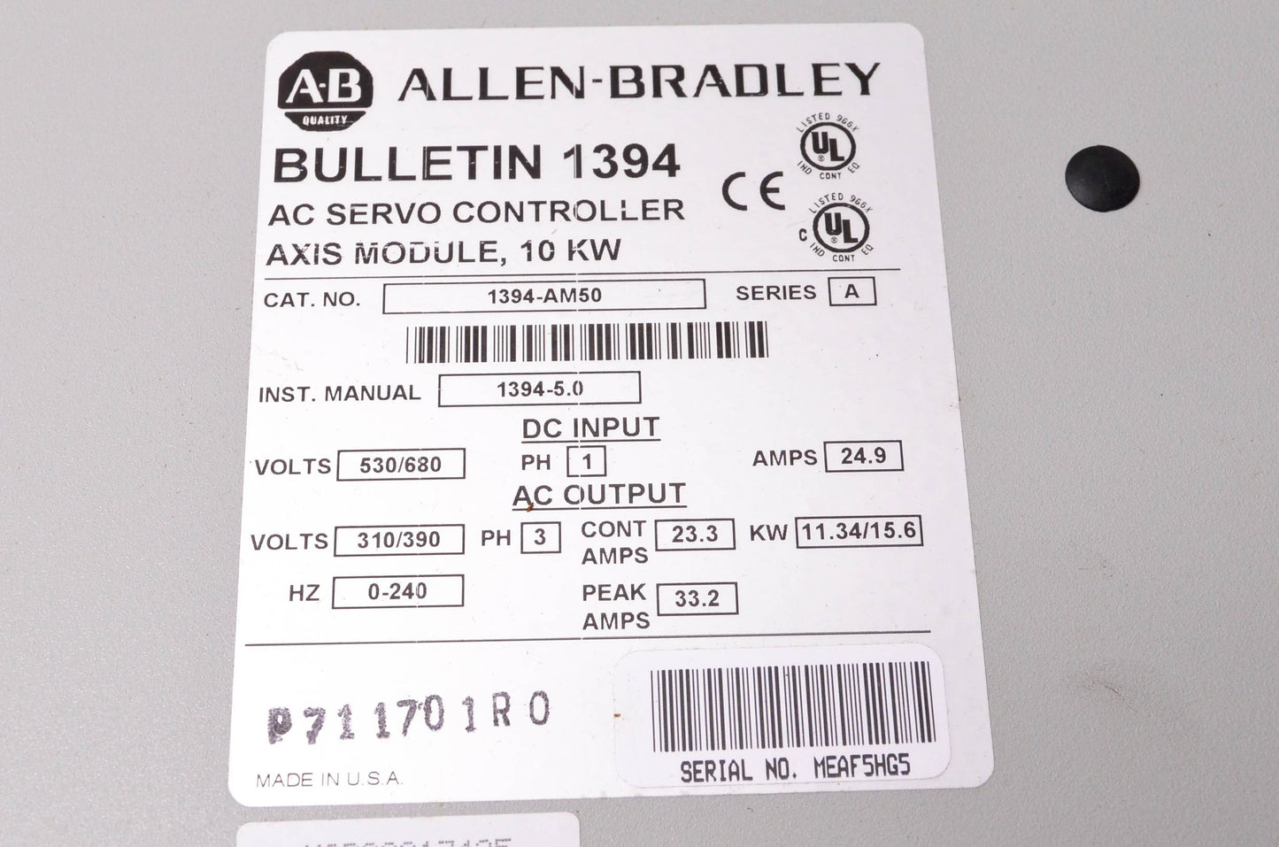Allen Bradley 1394-AM50 AC Servo Controller NOS