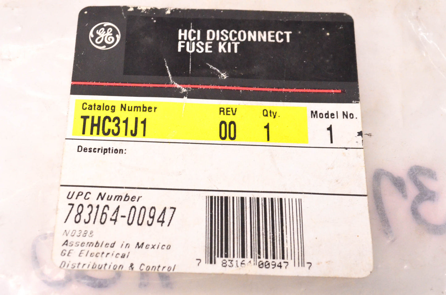 General Electric THC31J1, 783164-00947 Incomplete HCI Disconnect Fuse Kit NOS