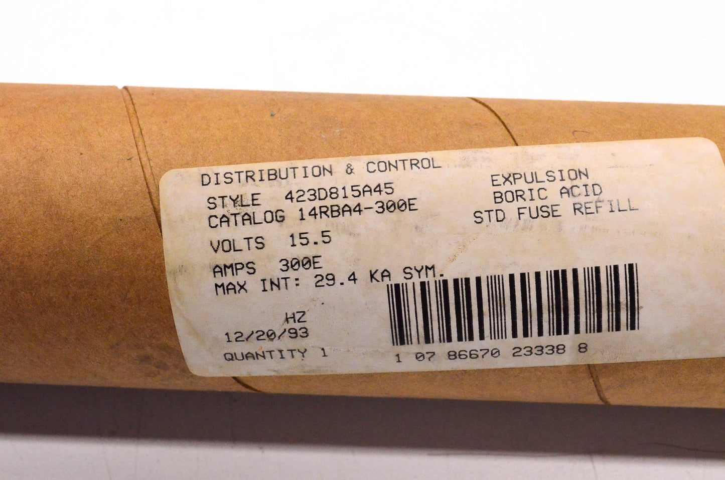 Westinghouse 423D815A45 15.5KV 300E Amp Fuse Refill NOS