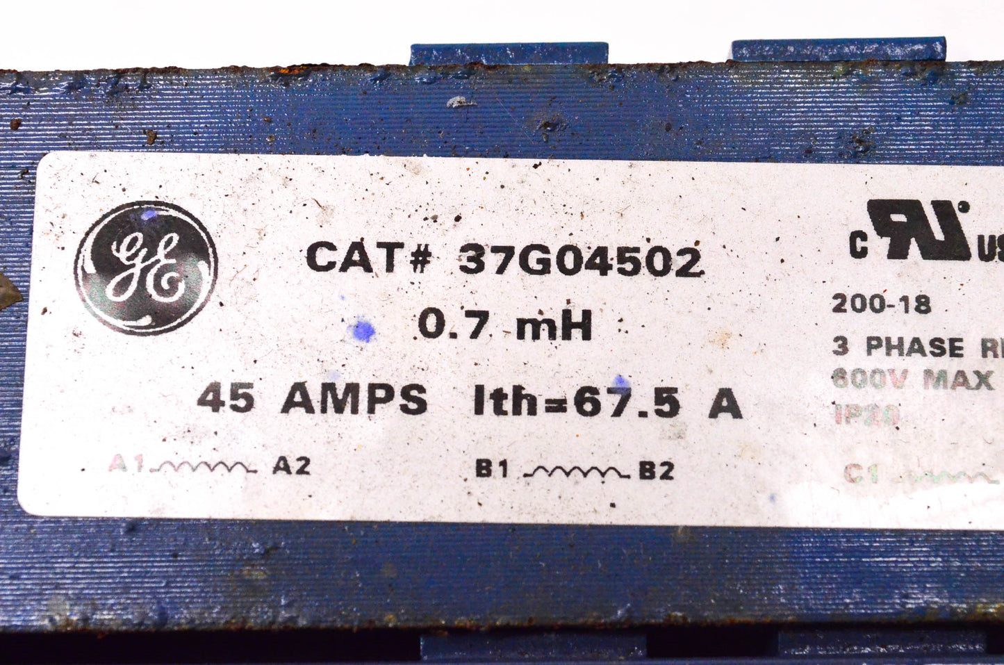 General Electric 37G04502 3 Phase Reactor 45 Amps .7mH 600 Volt 50/60Hz NOS