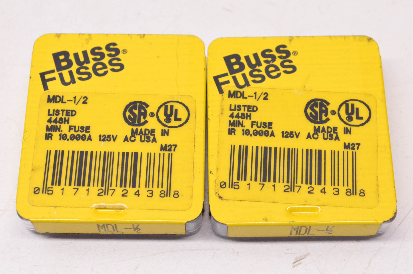 Cooper Bussmann MDL-1/2 1/2 Amp 250 Volt Glass Tube Fuse Qty 10 NOS