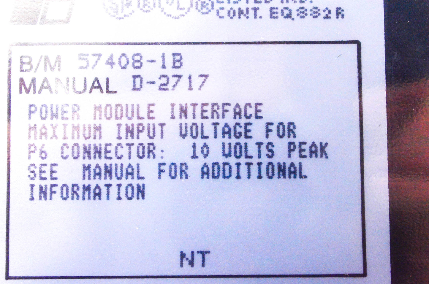 Reliance Electric 57408-1B Power Module Interface NOS