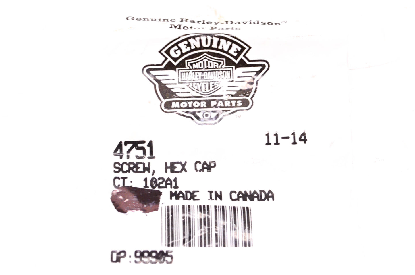 New OEM Harley-Davidson 4751 Hex Cap Screw NOS
