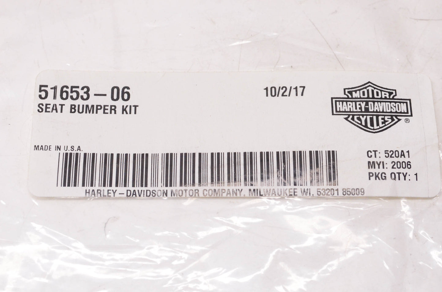New OEM Harley-Davidson 51653-06 Seat Bumper Kit NOS