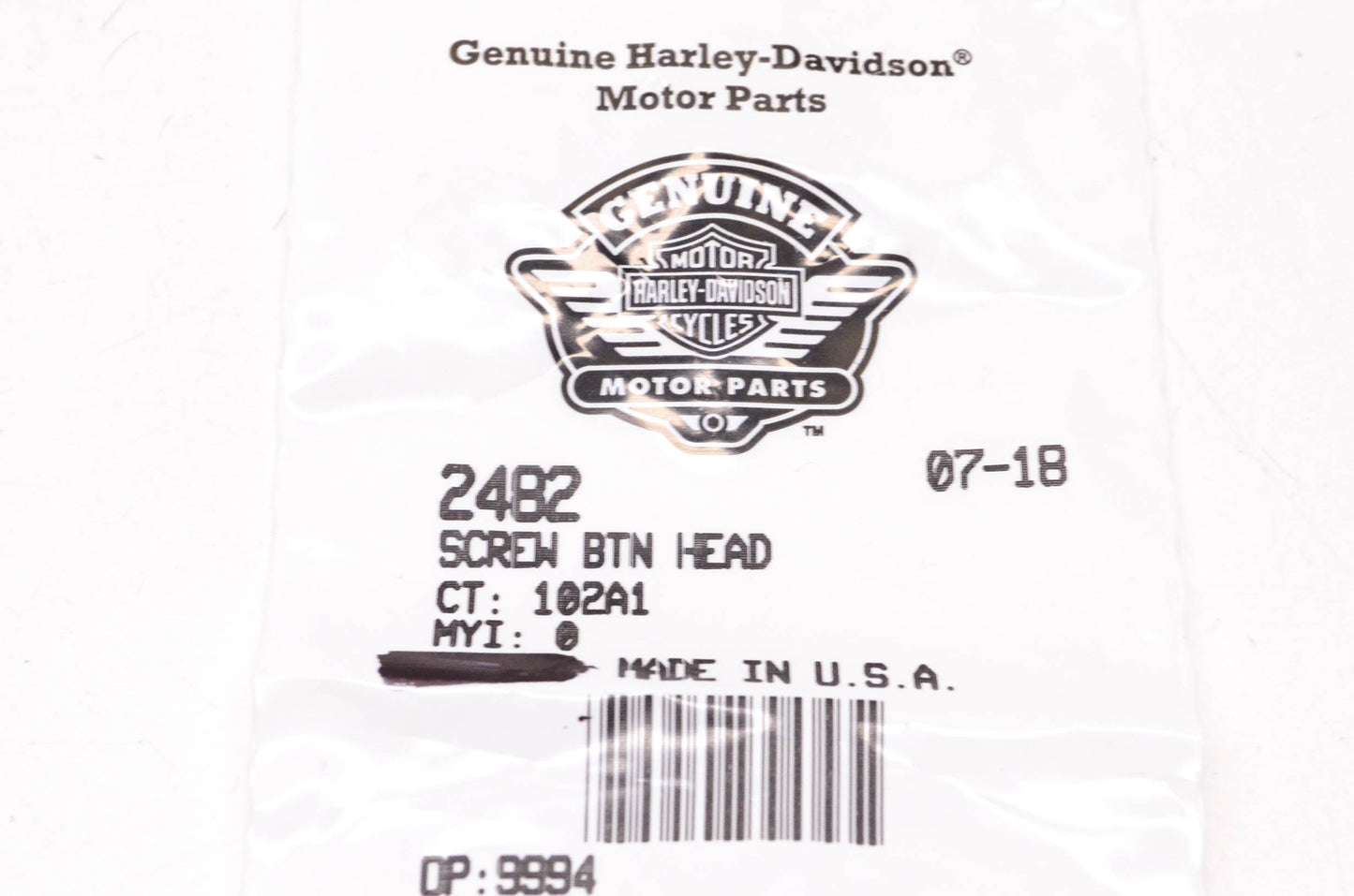 New OEM Harley-Davidson 2482 Button Head Screw NOS