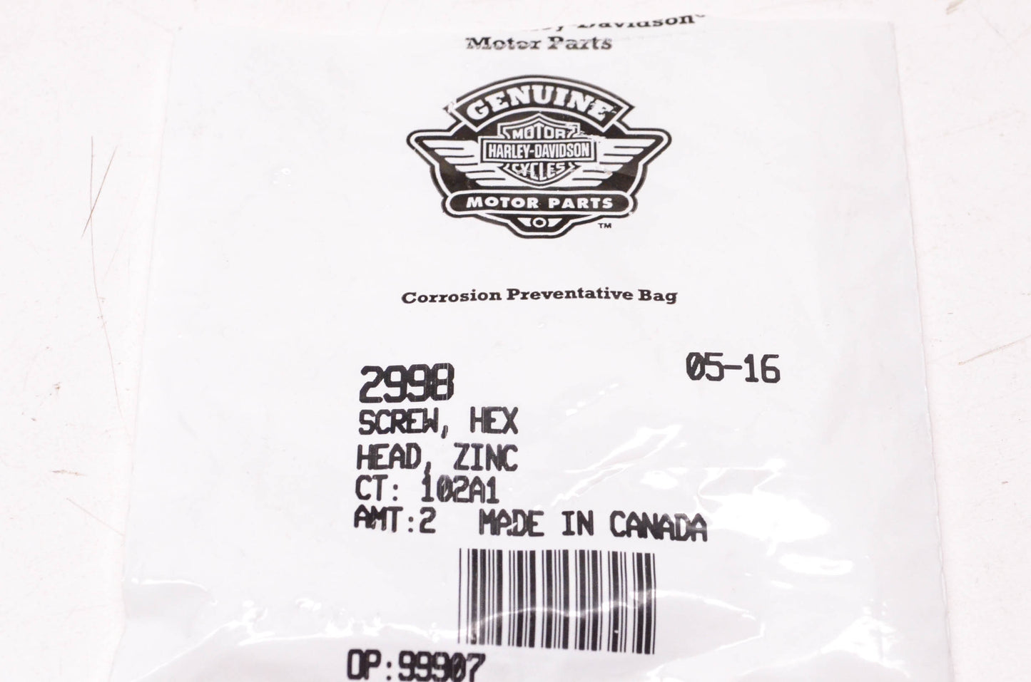 New OEM Harley-Davidson 2998 Hex Screw Qty 2 NOS