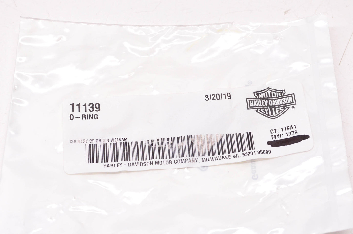 New OEM Harley-Davidson 11139 O-Ring NOS